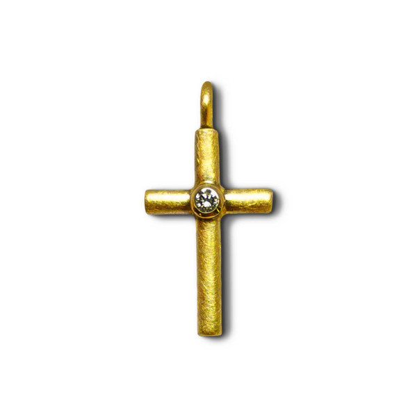 Kreuz mit Diamant aus Gelbgold