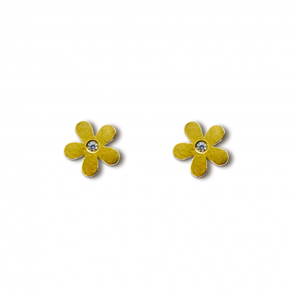 Blüten-Ohrstecker aus Gelbgold mit und ohne Diamant
